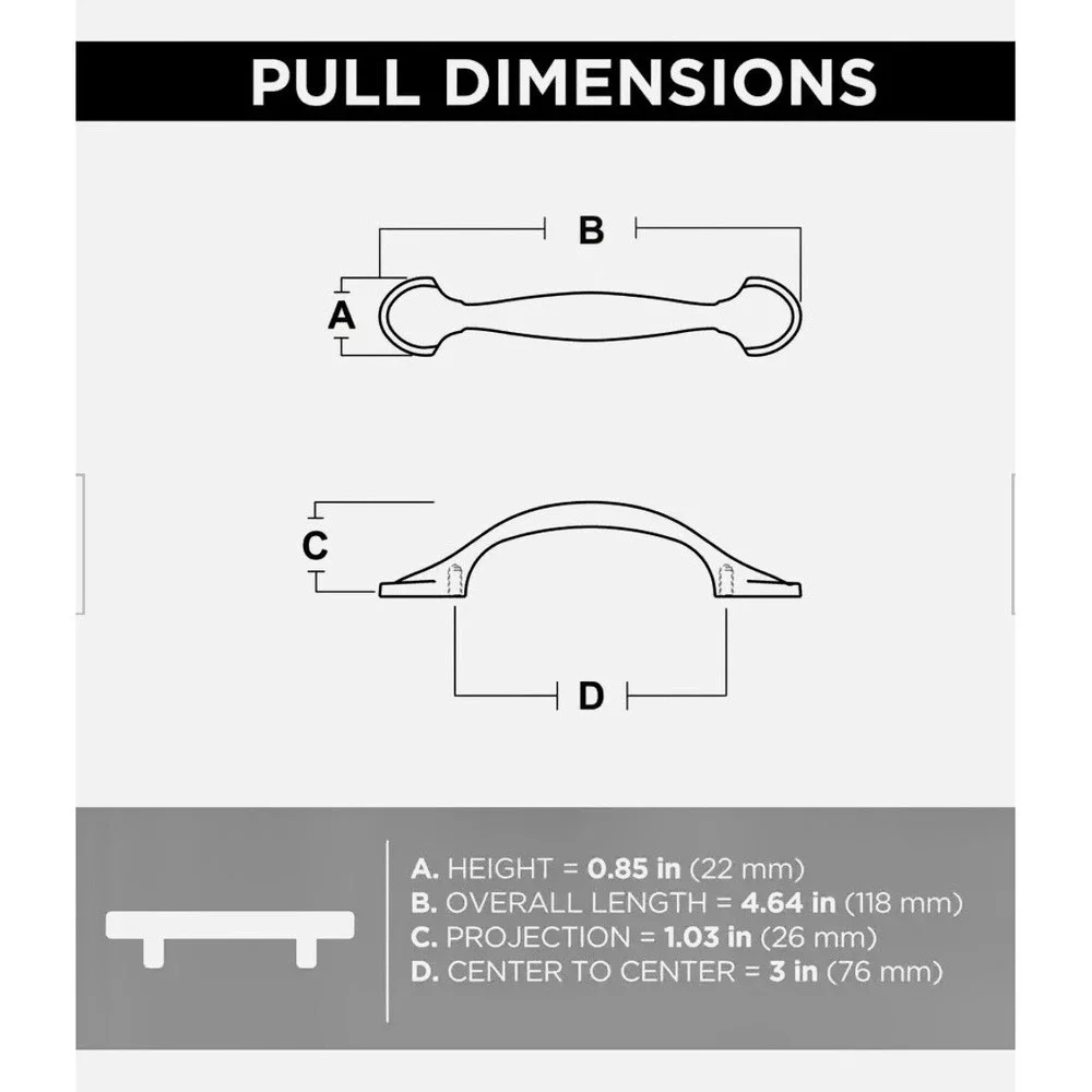 [4x] Bronze Half Round Foot Cabinet Pulls 3-In. With Screws‎